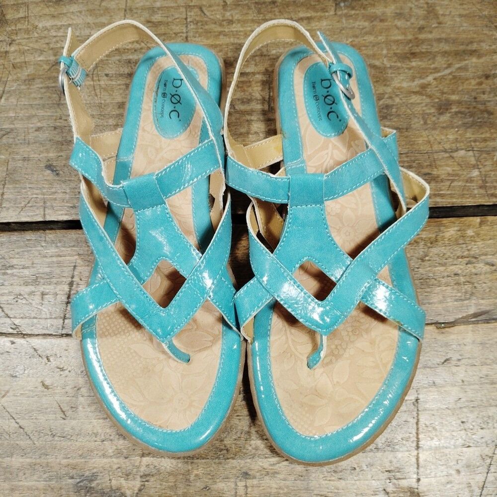 B.O.C Born Concept Sz 9 Teal Thong Sandals Buckle Closure Slingback Shoes
